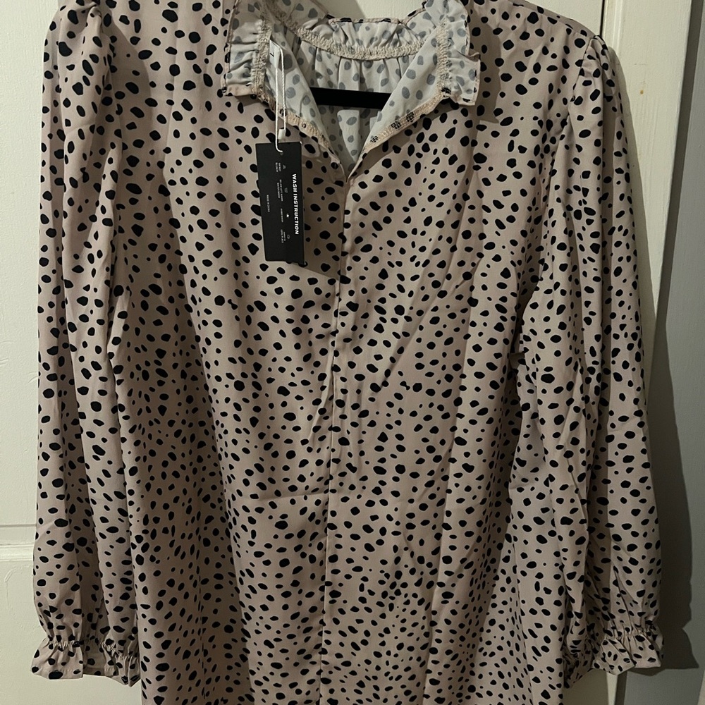 Polka Dot Blouse - Black and Cream